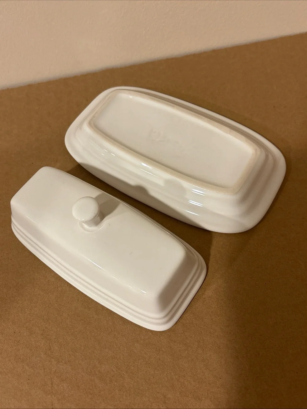 FIESTA White Ceramic Covered Butter Dish with Knob Top FIESTAWARE Retired HTF
